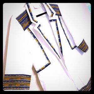 Chico’s Long Linen Embroidered Jacket